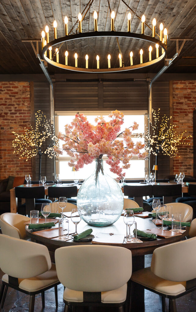 Best Private dining event space in Hendersonville, NC and Asheville, NC with an intimate private dining room, farm table seating, and warm, upscale atmosphere for celebrations and corporate events.
