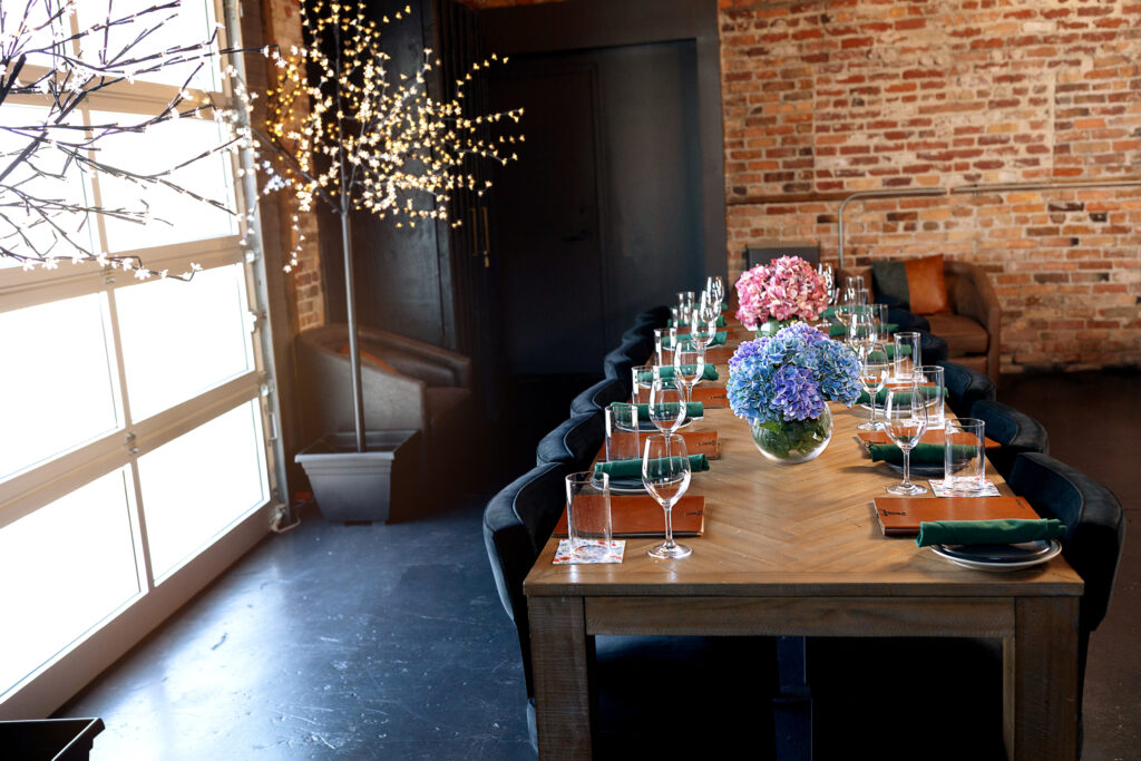 Best Private dining event space in Hendersonville, NC and Asheville, NC with an intimate private dining room, farm table seating, and warm, upscale atmosphere for celebrations and corporate events.