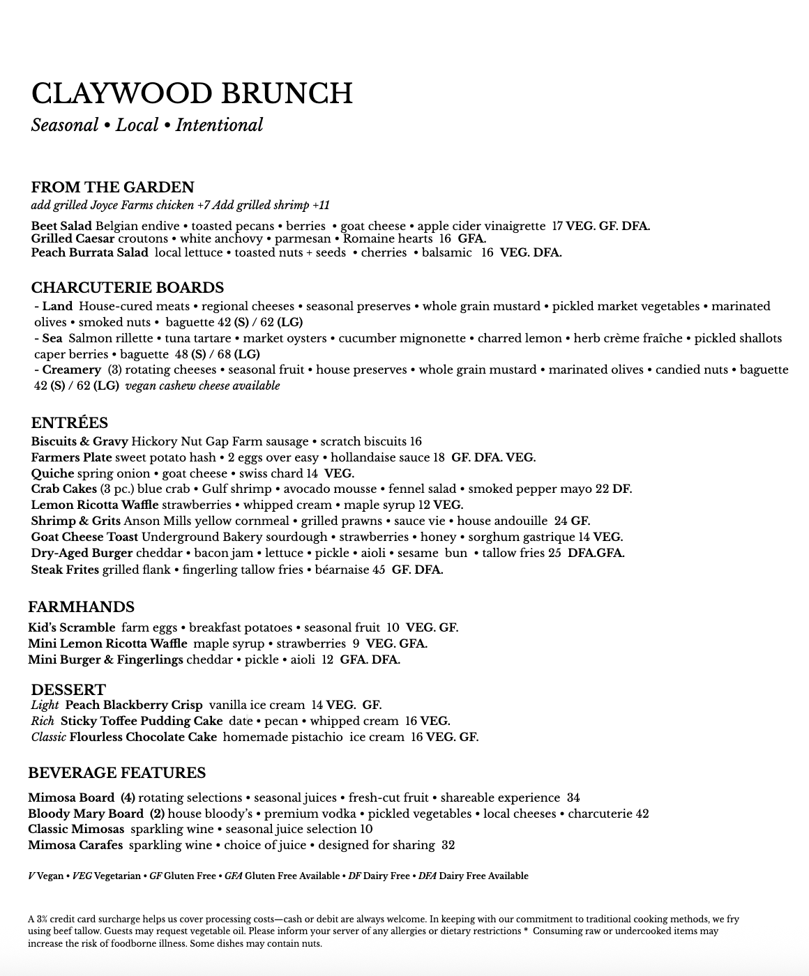 Guests enjoying weekend brunch at Claywood in Hendersonville NC featuring seasonal farm-to-table cuisine.