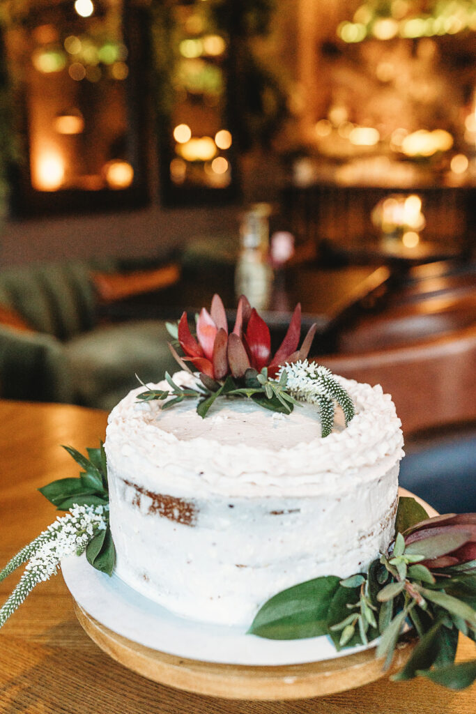 Custom wedding cake created by Claywood's in-house pastry team in Hendersonville NC